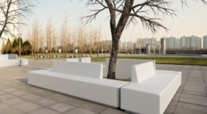 Banc béton robuste avec dossier ANCOURT