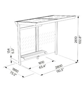 Abribus L2800mm avec banc et toit végétalisé ROMAINVILLE (2)