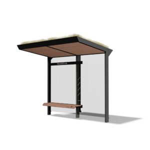 Abribus L2800mm avec banc et toit végétalisé ROMAINVILLE