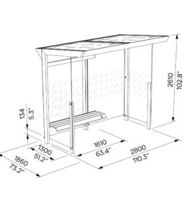 Abribus avec parois latérales et banc toit végétal GAGNY (2)