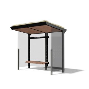 Abribus avec parois latérales et banc toit végétal GAGNY