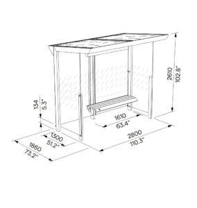 Abribus avec parois latérales et banc toit végétal GAGNY (4)
