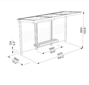 Abribus moyen format L4170mm banc et toit végétalisé VAUJOURS (2)