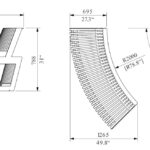 A4-2601 banc petite lame bois vertical curve dim