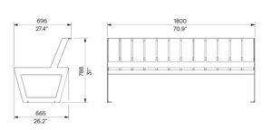 Banc à lames de bois larges CHAMONIX plan