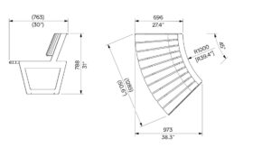 Banc convexe bois R1000mm GENAS plan