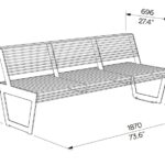 Banc quatre places tout acier VIENNE plan