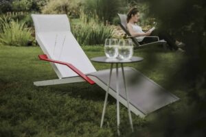 Chaise longue aluminium et tissu ARRO
