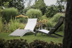 Chaise longue aluminium et tissu ARRO