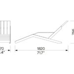 Chaise longue en bois ANGON plan