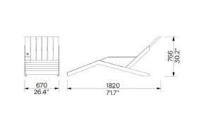 Chaise longue en bois ANGON plan