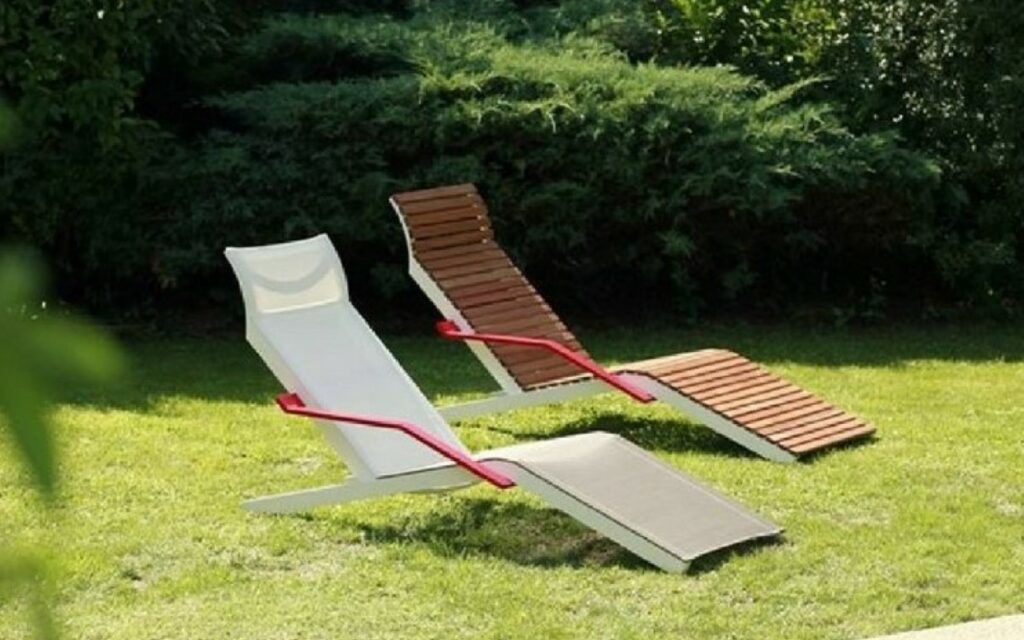 A1-LAL455 chaise longue bois et tissus