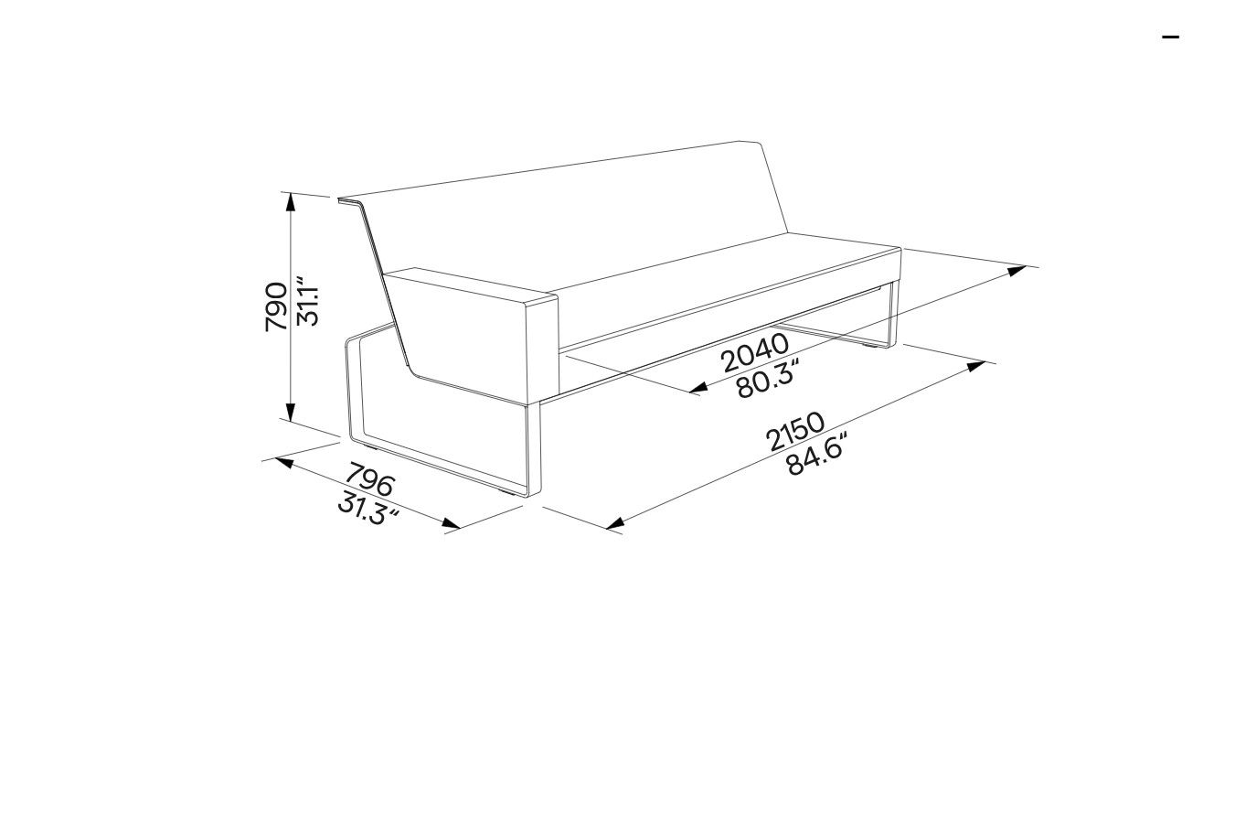 Sofa de jardin design avec accoudoir à droite MORSIGLIA