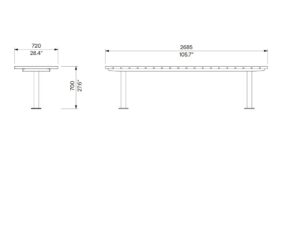 Table picnic longue en bois avec lames verticales L2700mm YZERNAY (2)