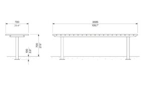 Table picnic longue en bois avec lames verticales L2700mm YZERNAY (6)