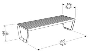 Banc bois et alliage d'aluminium MONTLUÇON plan