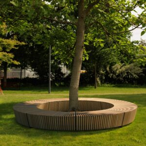 Banquette convexe petites lames bois ANNECY