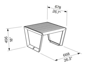 Tabouret bois et fonte d'aluminium RIOM plan
