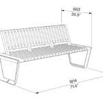 banc avec dossier en bois MABLY plan