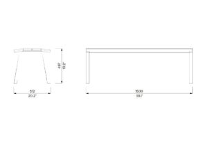 Banc bois sans dossier CASTEIL plan