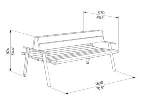Banc double en bois confortable RODEZ plan