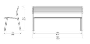 Banc tout métal 1800mm MANDUEL plan