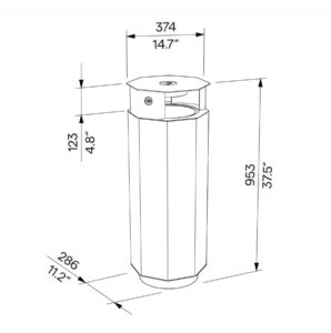 Corbeille de propreté acier avec cendrier ARBIN plan