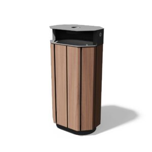 Corbeille de propreté bois avec cendrier 61L ENTREMONT-