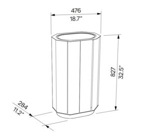 Corbeille de propreté en bois simple 61L MONTAGNY plan