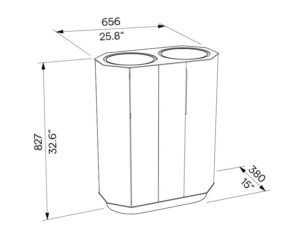 Corbeille de tri double flux acier HAUTELUCE plan