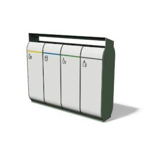 Corbeille de tri sélectif 4 flux acier BREST.