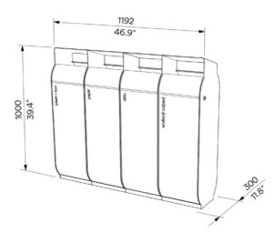 Corbeille de tri sélectif 4 flux acier BREST plan
