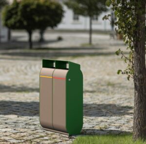 Corbeille de tri sélectif double flux acier PONT-AVEN