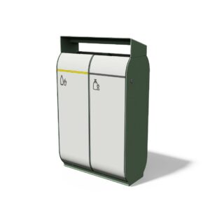 Corbeille de tri sélectif double flux acier PONT-AVEN.