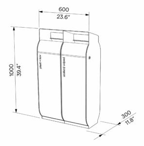Corbeille de tri sélectif double flux acier PONT-AVEN plan