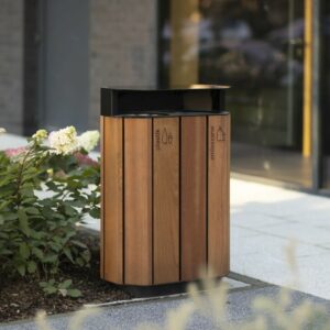 Corbeille tri sélectif 2 flux avec couvercle PRALOGNAN