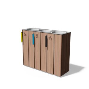 Corbeille tri sélectif 3 flux 38L en bois LACOSTE-