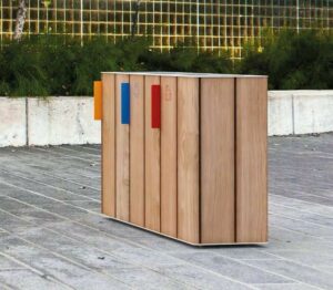 Corbeille tri sélectif 3 flux 38L en bois LACOSTE