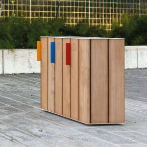 Corbeille tri sélectif 3 flux 38L en bois LACOSTE