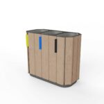 Corbeille tri sélectif en bois 3 grands flux PLANAY.