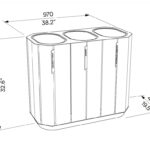 Corbeille tri sélectif en bois 3 grands flux PLANAY plan