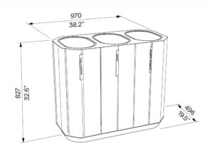 Corbeille tri sélectif en bois 3 grands flux PLANAY plan