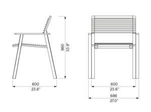 Fauteuil acier avec accoudoirs ORSAN plan