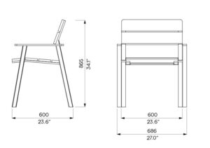 Fauteuil bois avec accoudoirs ALZON plan