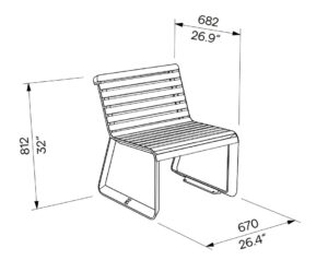 Fauteuil bois et fonte aluminium MIMIZAN plan