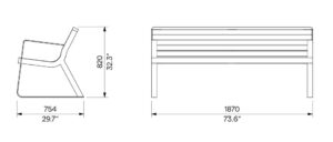 Banc avec accoudoirs Bordeaux