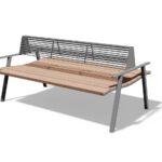 banc bois double dossier acier VAUVERT-