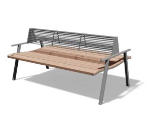 banc bois double dossier acier VAUVERT-