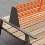 banc bois double dossier acier VAUVERT.
