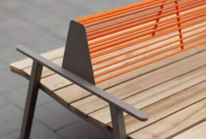 banc bois double dossier acier VAUVERT.